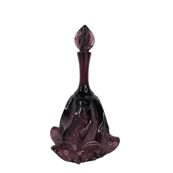 Fenton Other - Fenton 7" Bell With Paisley Swirl Purple Amethyst Glass Ruffled Rim